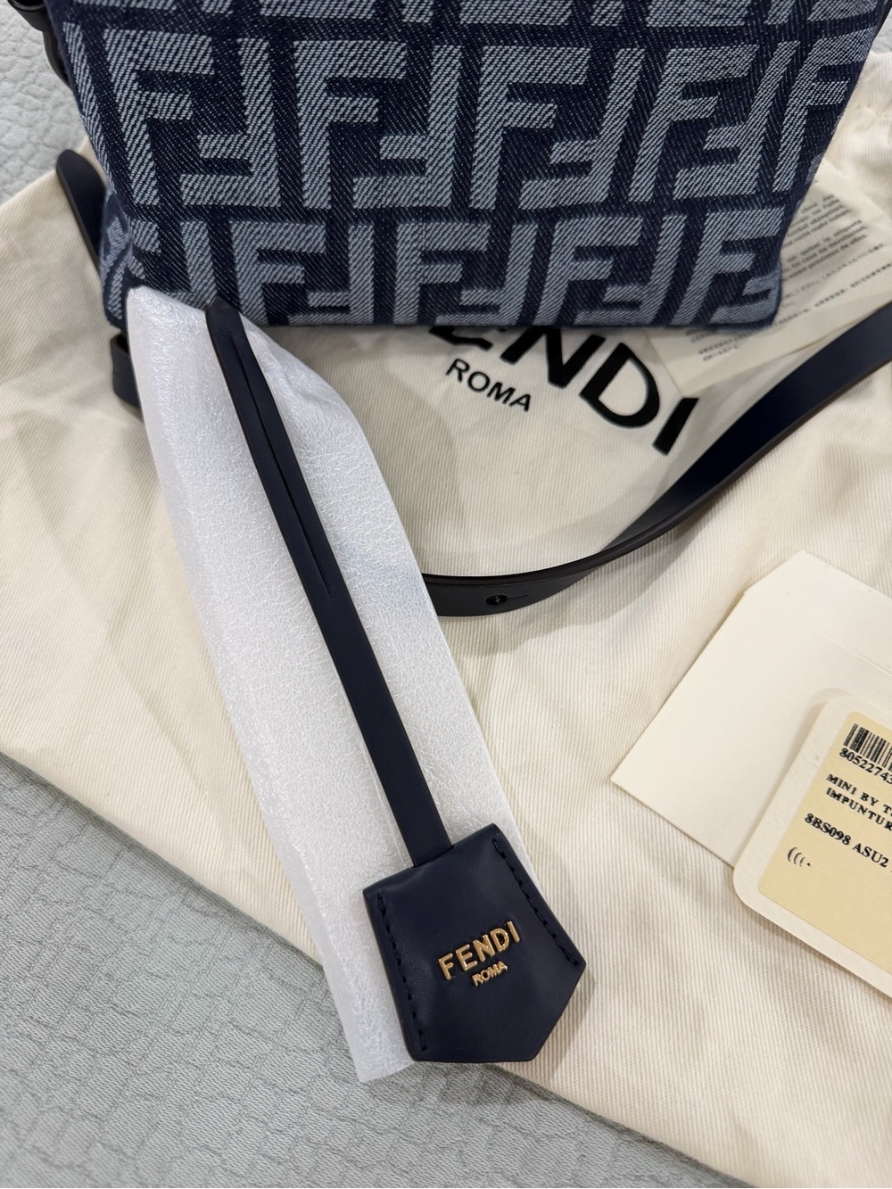Fendi By The Way Denim Mini Shoulder Bag with Gold Hardware - Picture 12 of 14
